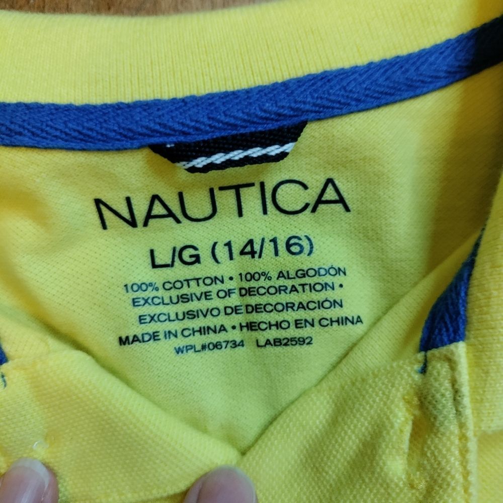 Nautica 14 to 16 boys collared shirt golf shirt yellow large polo shirt cotton - Picture 3 of 4